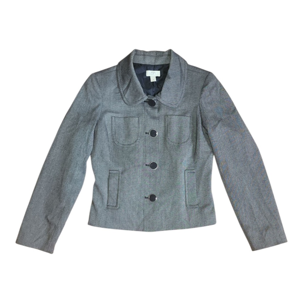 Ann Taylor Loft Blazer Suit Jacket Womens Size 8 All‎ Grey Gray Dotted Career